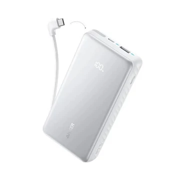 Anker Zolo PowerBank 10000mAh, 22.5W, USB-C kábellel fehér (A110DH21)
