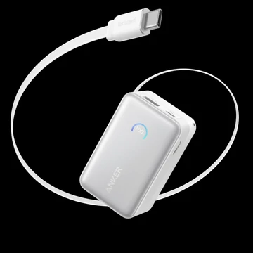 Anker Nano PowerBank 10000mAh, 45W, USB-C kábellel fehér (A1638H21)