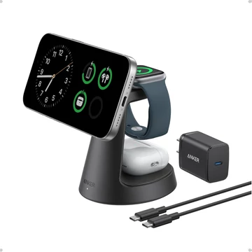 Anker MagGo vezeték nélküli töltő állvány 3-in-1 fekete (B25M4G11)