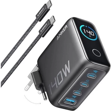 Anker fali töltőadapter 140W USB-C kábellel sötét szürke (B2697GZ1)