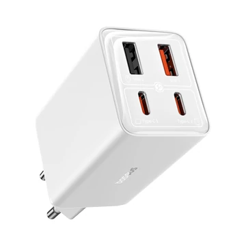 Baseus GaN6 Pro hálózati gyorstöltő 65W 2×USB-C + 2×USB-A fehér (P10162701213-00)