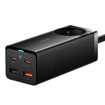 Baseus GaN3 Pro 65W töltőállomás 2xUSB-A 2xUSB-C+ AC fekete (PSZM000901)