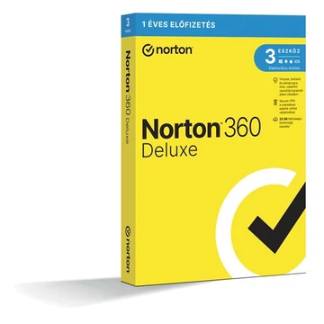 Norton 360 Deluxe 25GB HU 1 felhasználó 3 eszköz 1 év  dobozos vírusírtó szoftver (21416696)