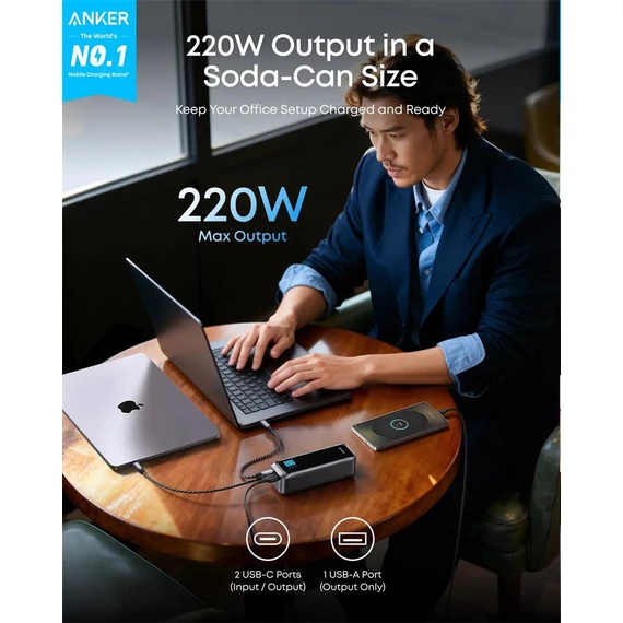 Anker Prime PowerBank 20000mAh 220W ezüst (A110BH11)