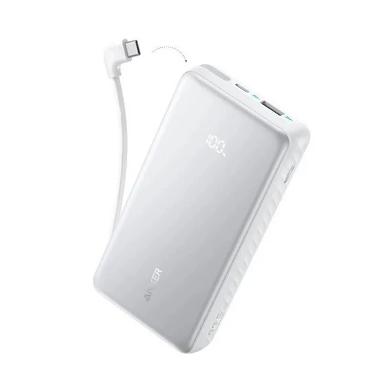 Anker Zolo PowerBank 10000mAh, 22.5W, USB-C kábellel fehér (A110DH21)