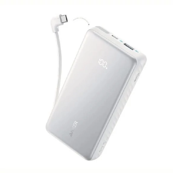 Anker Zolo PowerBank 20000mAh, 22.5W, USB-C kábellel fehér (A110EH21)