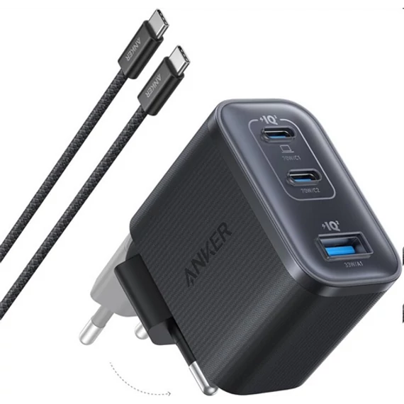 ANKER Nano Charger 70W 3 Port hálózati töltő fekete (A121AL11)