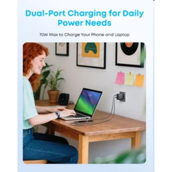 Anker Zolo Charger 70W 4-port PD 3.0 fali töltő fekete (A121CG11)