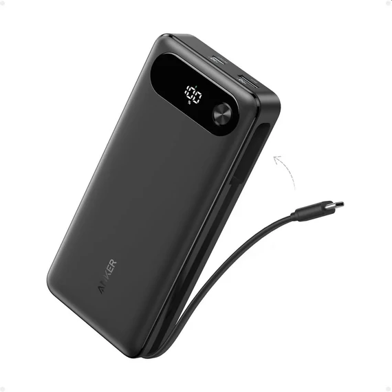 Anker PowerBank 20000mAh, 87W, USB-C kábellel fekete (A1383H11)