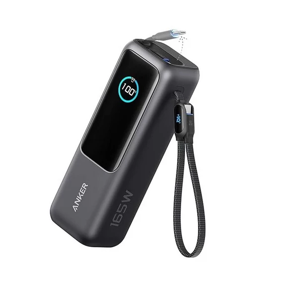 Anker Power Bank 25000mAh, 165W, USB-C kábellel fekete (A1695H11)