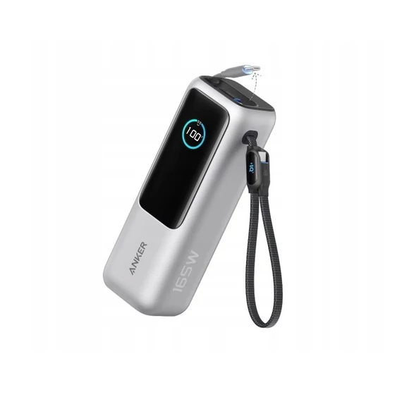 Anker Power Bank 25000mAh, 165W, USB-C kábellel szürke (A1695H41)