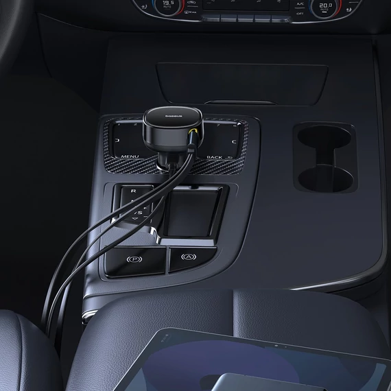 Baseus Enjoyment Pro autós töltő kihúzható kábellel USB-C + Lightning 60W fekete (C00057802111-00)