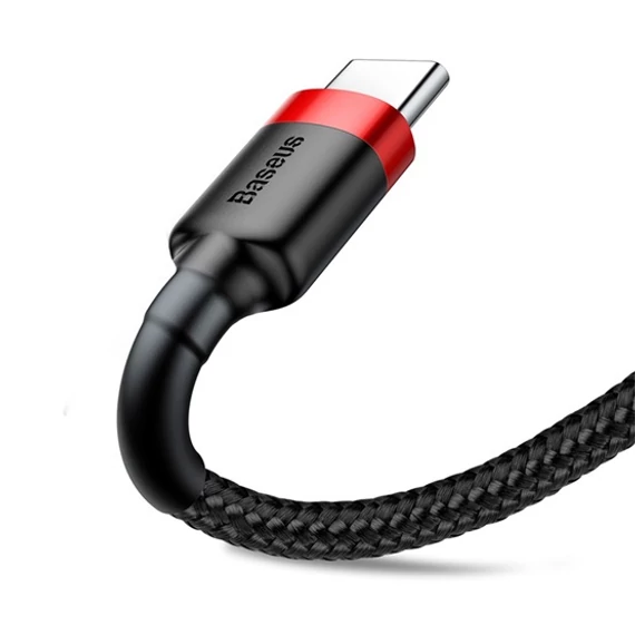Baseus Cafule USB Type-A – USB Type-C 18W gyorstöltő adatkábel 0.5m, fekete-piros (CATKLF-A91)