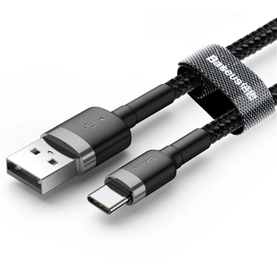 Baseus Cafule USB Type-A – USB Type-C 18W gyorstöltő adatkábel 0.5m, fekete-szürke (CATKLF-AG1)