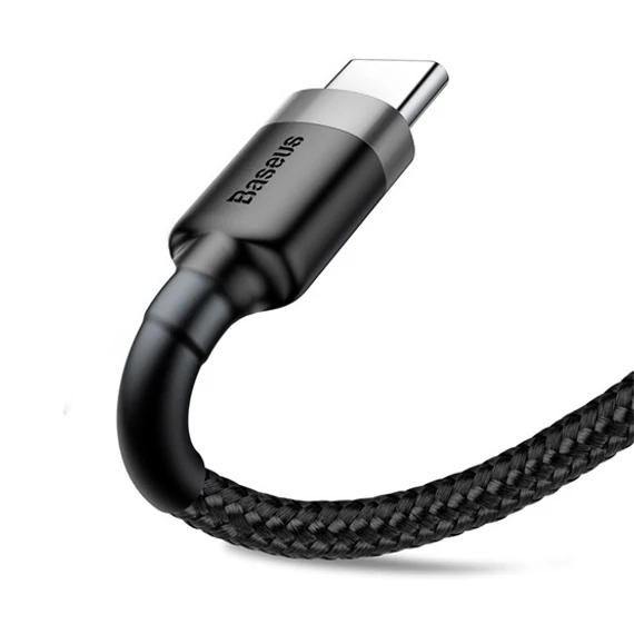 Baseus Cafule USB Type-A – USB Type-C 18W gyorstöltő adatkábel 0.5m, fekete-szürke (CATKLF-AG1)