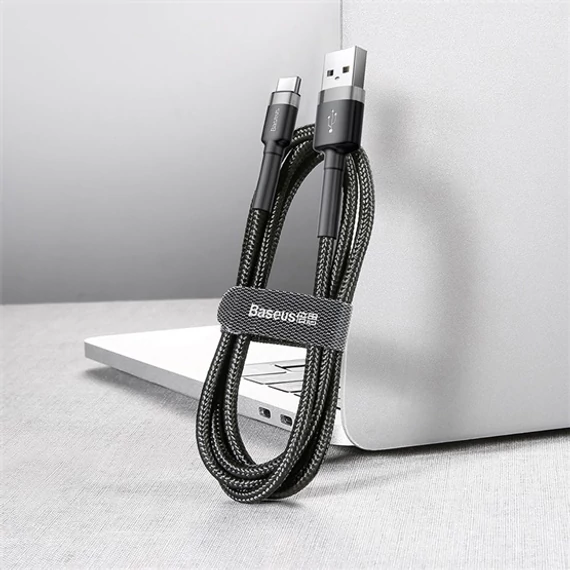 Baseus Cafule USB Type-A – USB Type-C 18W gyorstöltő adatkábel 0.5m, fekete-szürke (CATKLF-AG1)