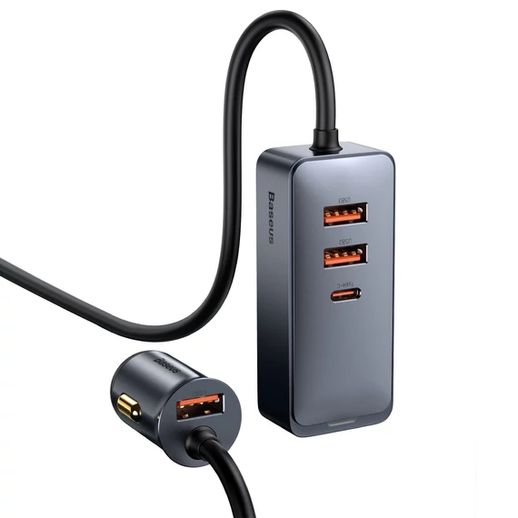 Baseus Share Together PPS autós gyorstöltős hosszabbítóval 120W 3xUSB-A 1xUSB-C szürke (CCBT-B0G)