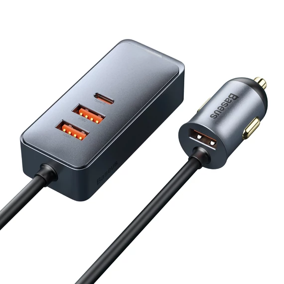 Baseus Share Together PPS autós gyorstöltős hosszabbítóval 120W 3xUSB-A 1xUSB-C szürke (CCBT-B0G)