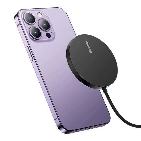 Baseus Simple Mini3 Magnetic vezeték nélküli töltő, 15W, fekete (CCJJ040001)