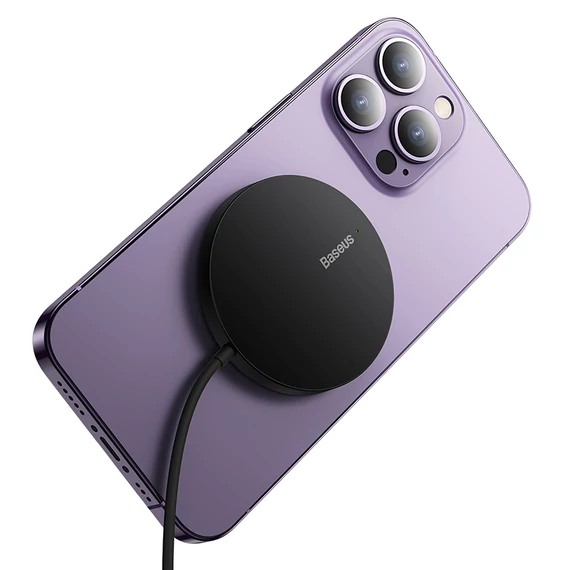 Baseus Simple Mini3 Magnetic vezeték nélküli töltő, 15W, fekete (CCJJ040001)