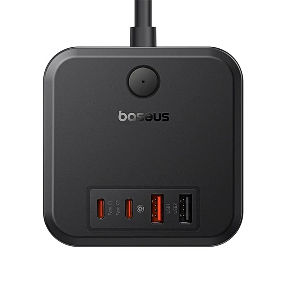 Baseus PowerCombo Cube töltőállomás 30W 3×CEE 7/3 2×USB-A 2×USB-C fekete (E00066400117-00)