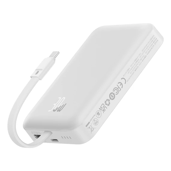 Baseus Magnetic Mini PowerBank vezeték nélküli 10000mAh 30W fehér (P1002210B223-00)