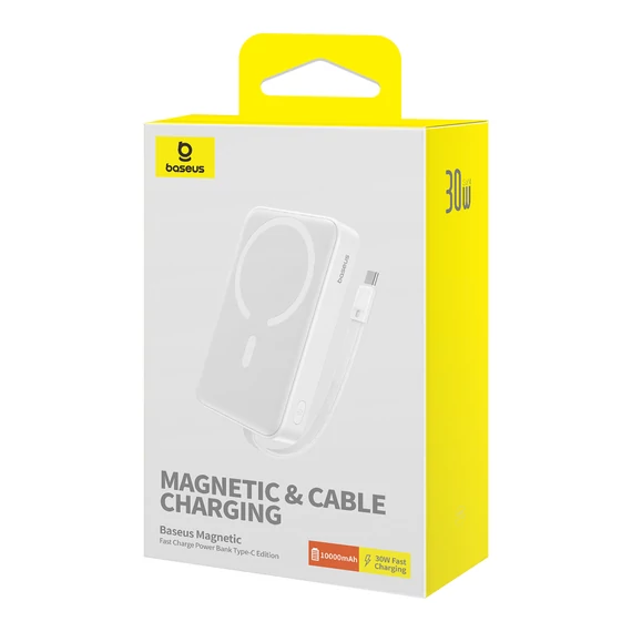Baseus Magnetic Mini PowerBank vezeték nélküli 10000mAh 30W fehér (P1002210B223-00)