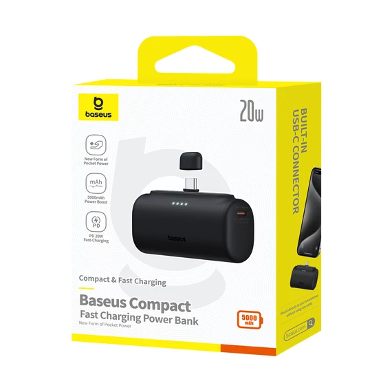 Baseus Compact 20W PowerBank 5000mAh USB-C fekete (P10068306113-00)