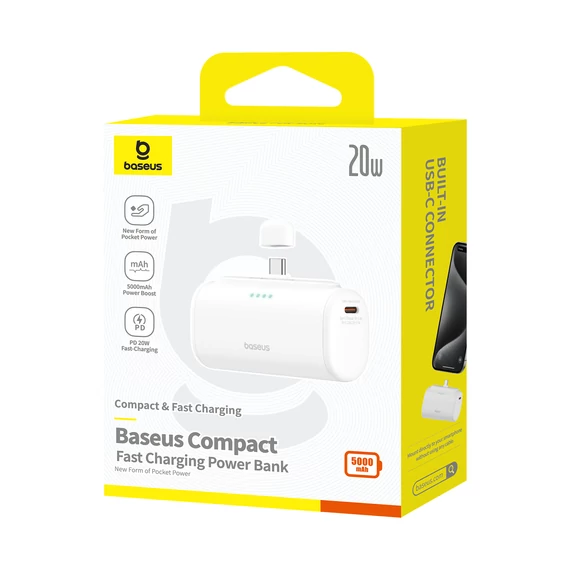 Baseus Compact 20W PowerBank 5000mAh USB-C fehér (P10068306213-00)