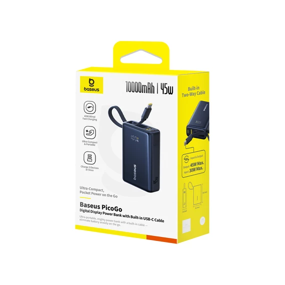 Baseus PicoGo PowerBank 10000 mAh 45W fekete (P10076803123-00)