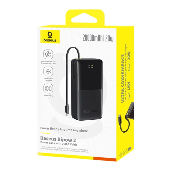 Baseus Bipow 2 PowerBank 20000 mAh 20W USB-C fekete (P10077101113-01)