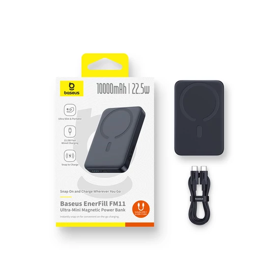 Baseus EnerFill FM11 Ultra Mini mágneses PowerBank 10000mAh 22.5W fekete (P1008210E123-00)