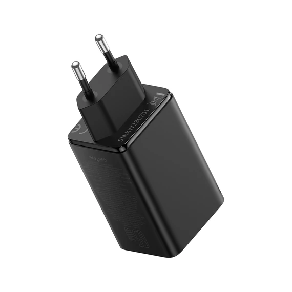 Baseus GaN6 Pro hálózati gyorstöltő 65W 2×USB-C + 2×USB-A fekete (P10162701113-00)