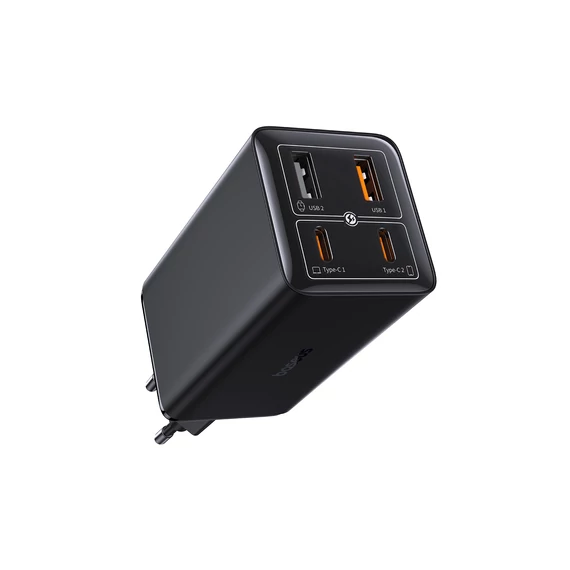 Baseus GaN6 Pro hálózati gyorstöltő 100W 2×USB-C + 2×USB-A fekete (P10162705112-00)