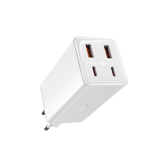 Baseus GaN6 Pro hálózati gyorstöltő 100W 2×USB-C + 2×USB-A fehér (P10162705212-00)
