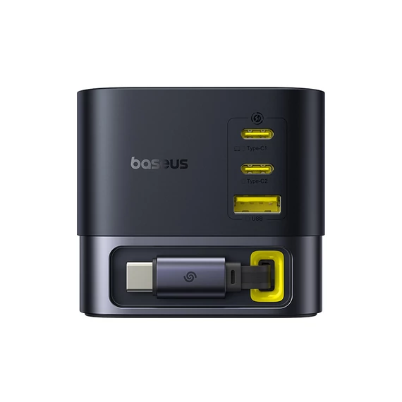 Baseus Super GaN töltőállomás 100W 1×USB-A + 2×USB-C + USB-C kábellel fekete (P10164001123-00)