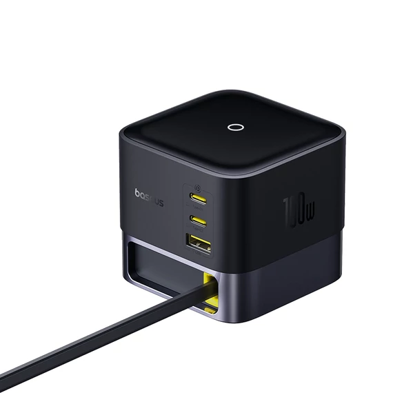 Baseus Super GaN töltőállomás 100W 1×USB-A + 2×USB-C + USB-C kábellel fekete (P10164001123-00)