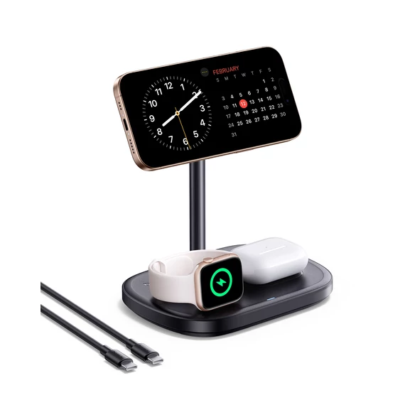 Baseus EnerFill FS41 3-in-1 vezeték nélküli töltő állvány 22,5W, fekete + USB Type-C, 1m kábel (P10281904123-02)
