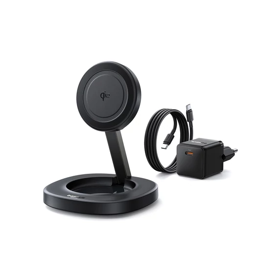 Baseus EnerFill FF11 összehajtható vezeték nélküli töltő, 15W, 20W-os adapterrel és Type-C – Type-C 1m kábellel, fekete (P10282103123-00)