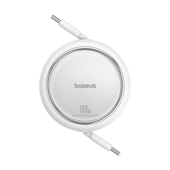 Baseus Free2Draw Mini USB Type-C 100W automata behúzós gyorstöltő adatkábel 1m fehér (P10364500211-00)