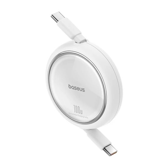 Baseus Free2Draw Mini USB Type-C 100W automata behúzós gyorstöltő adatkábel 1m fehér (P10364500211-00)