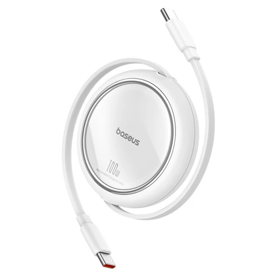 Baseus Free2Draw Mini USB Type-C 100W automata behúzós gyorstöltő adatkábel 1m fehér (P10364500211-00)