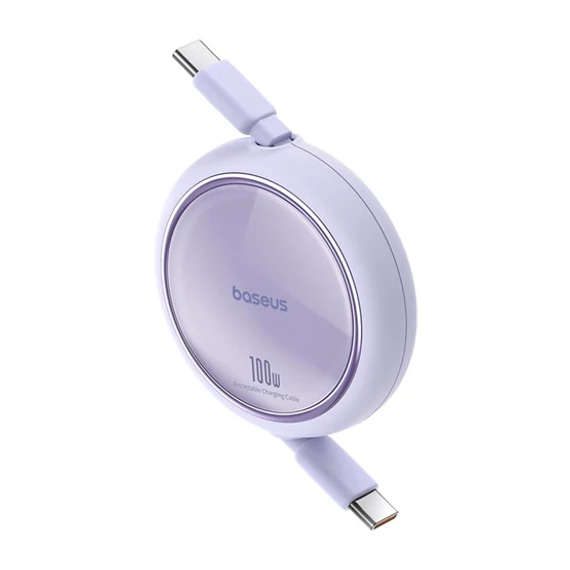 Baseus Free2Draw Mini USB Type-C 100W automata behúzós gyorstöltő adatkábel 1m lila (P10364500511-00)