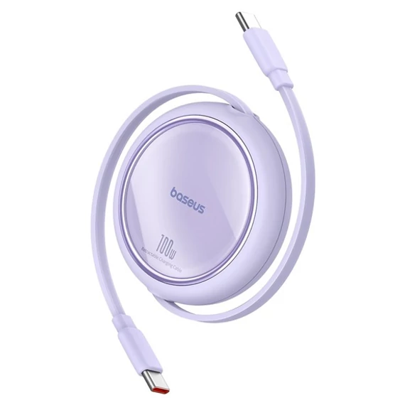 Baseus Free2Draw Mini USB Type-C 100W automata behúzós gyorstöltő adatkábel 1m lila (P10364500511-00)