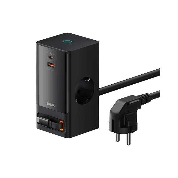 Baseus PowerCombo töltőállomás 65W 2×CEE 7/3 +1×USB-A + 1×USB-C fekete (PSLR000301)