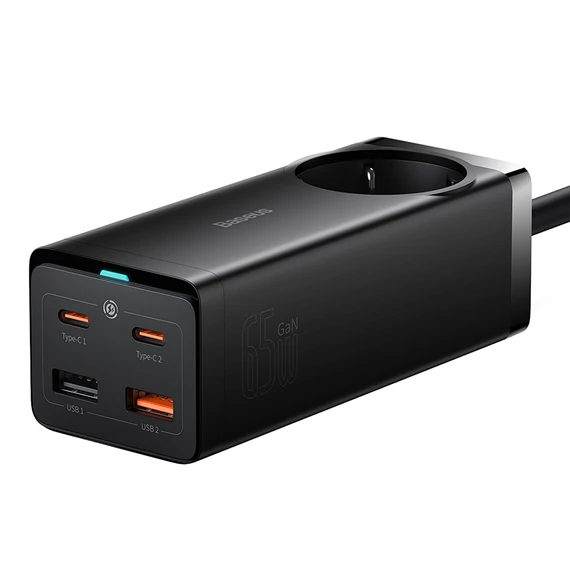 Baseus GaN3 Pro 65W töltőállomás 2xUSB-A 2xUSB-C+ AC fekete (PSZM000901)