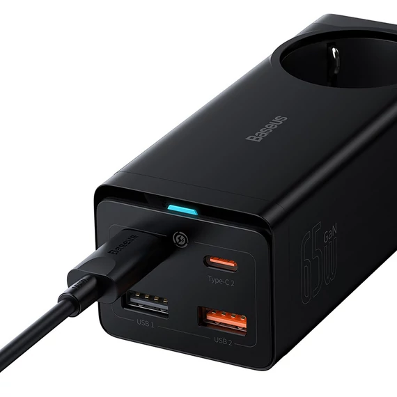 Baseus GaN3 Pro 65W töltőállomás 2xUSB-A 2xUSB-C+ AC fekete (PSZM000901)