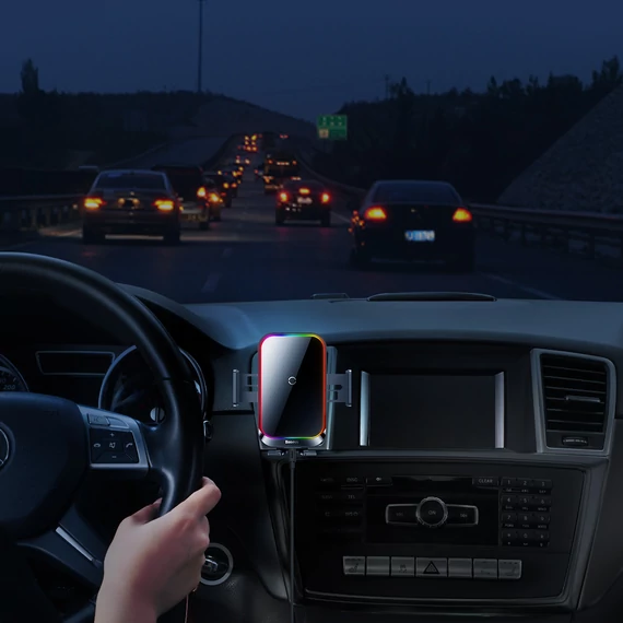Baseus Halo Electric szellőzőrácsra rögzíthető vezeték nélküli autós telefon gyorstöltő fekete (SUDD000001)