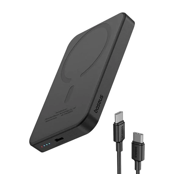 Baseus Magnetic Mini vezeték nélküli PowerBank 5000 mAh 20W +  60W USB-C fekete (P10022107113-00)