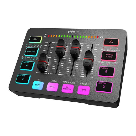 Fifine SC3 hangkeverő audiomixer fekete